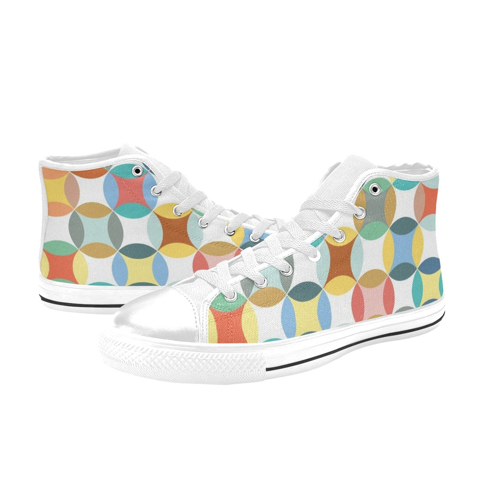 Circles - Men's High Top Canvas Shoes