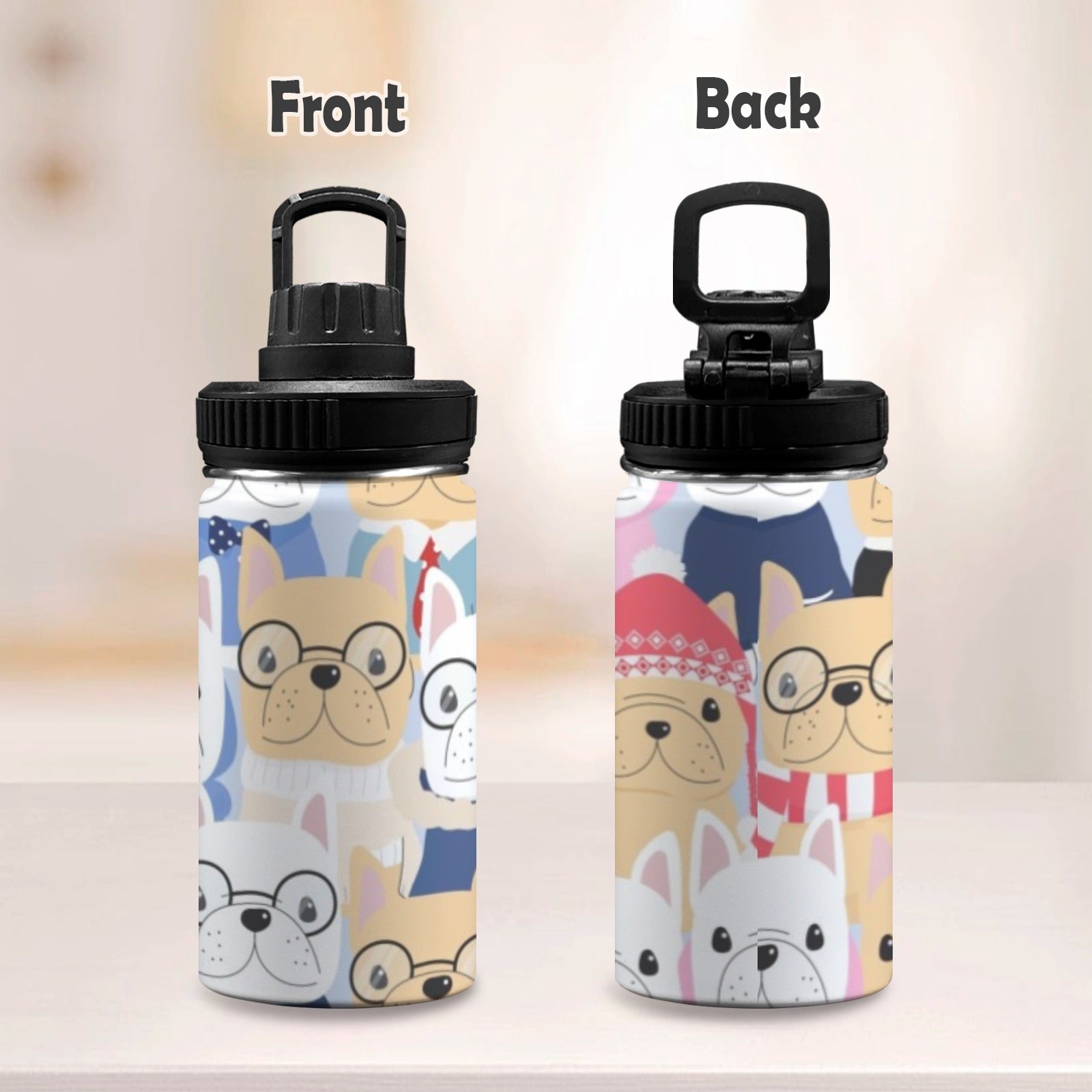 Dog Crowd Kids Water Bottle with Chug Lid (12 oz) Kids Water Bottle with Chug Lid animal Printed Offshore