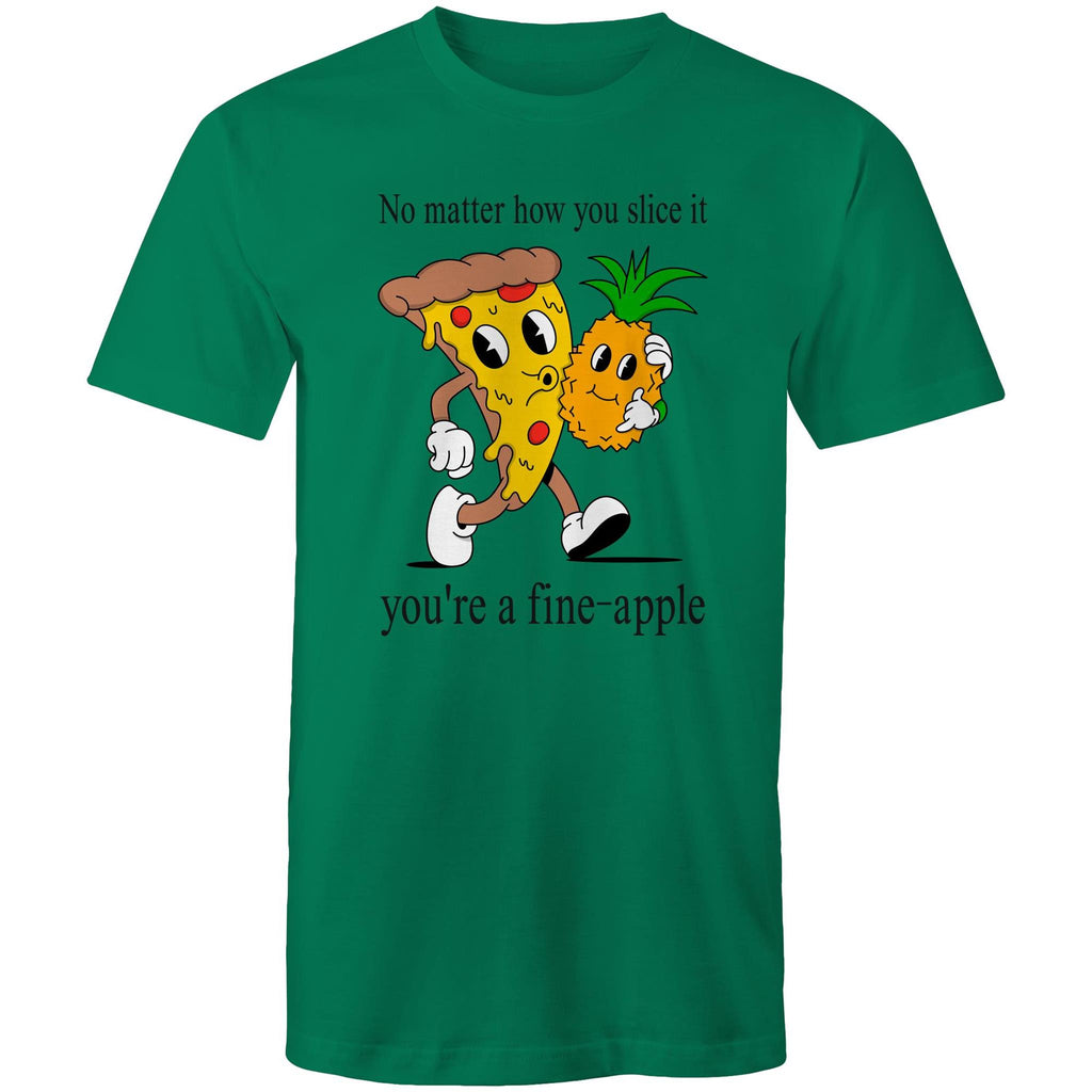 Pineapple Pizza - Mens T-Shirt Kelly Green Mens T-shirt Food Printed In Australia