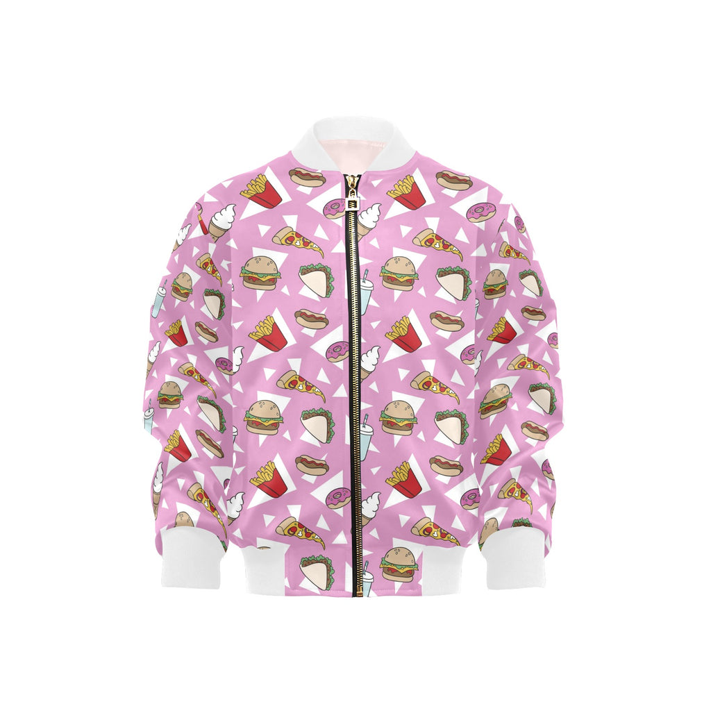 Fast Food Kids Bomber Jacket XL Kids Bomber Jacket Food Printed Offshore