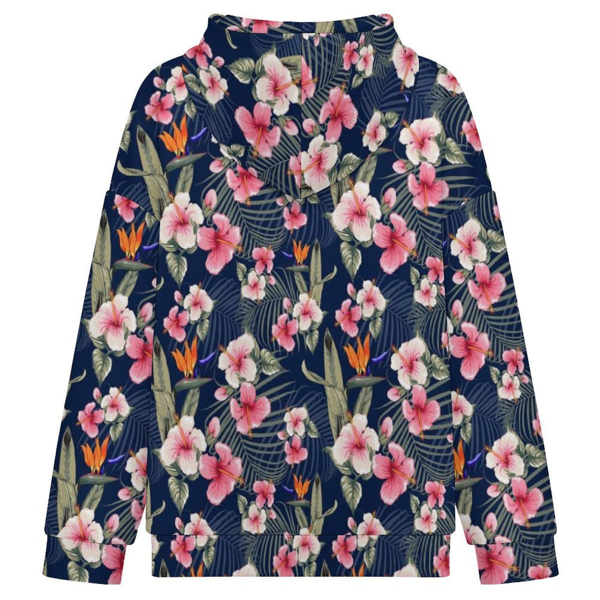 Dark Hawaiian Floral Women's Full-Zip Hoodie
