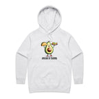 Avocado In Training - Womens Hoodie White Marle Womens Hoodie Fitness Food Printed In Australia
