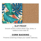 Leaves - Ceramic Coasters (Square) Ceramic Coasters Printed Offshore