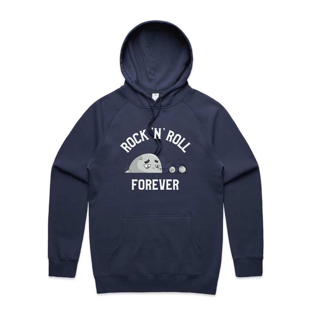 Rock And Roll Forever - Mens Hoodie Midnight Blue Mens Hoodie Music Printed In Australia