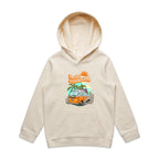 Hello Sunshine, Beach Van - Kids Hoodie Ecru Kids Hoodie Printed In Australia