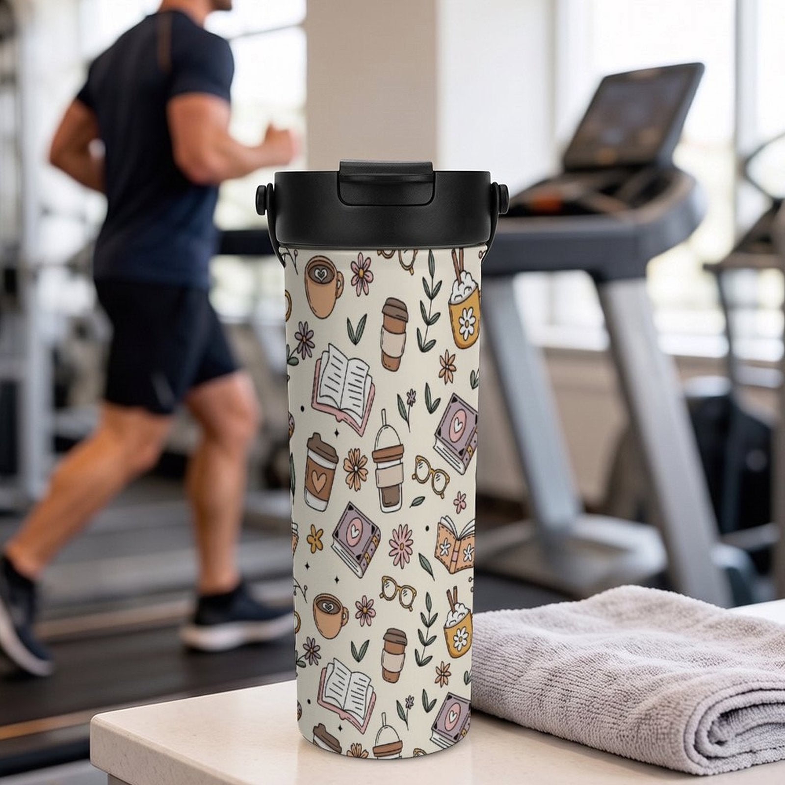 Books And Coffee 20oz Tea Tumbler with Carry Handle