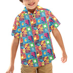 Comic Book Squares Junior Kids Hawaiian Shirt