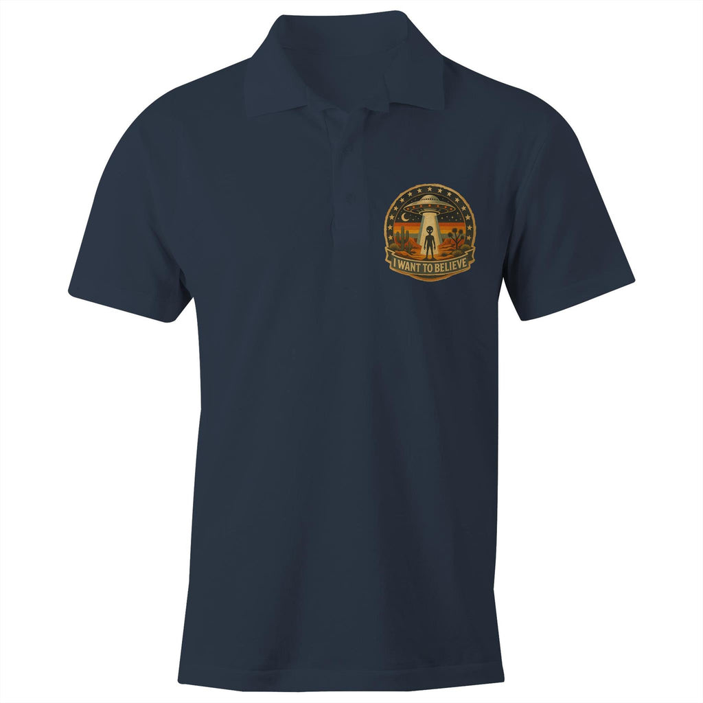I Want To Believe Alien UFO AS Colour Chad Polo Shirt