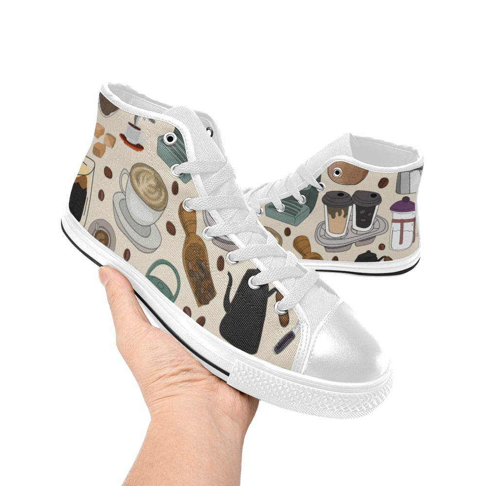All The Coffee - Men's High Top Canvas Shoes