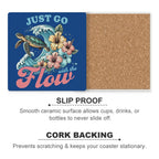 Just Go With The Flow, Turtle - Ceramic Coasters (Square) Ceramic Coasters animal Printed Offshore