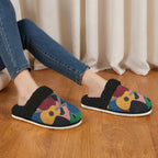 Colourful Guitars Women's Fur Trim Thick-Sole Indoor Slippers Women's Fur Trimmed Slippers Music Printed Offshore