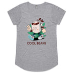 Cool Beans, Coffee - Womens Scoop Neck T-Shirt Grey Marle Womens Scoop Neck T-shirt Coffee Printed In Australia