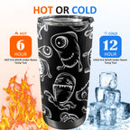 Monsters In Black And White - 20oz Mobile Tumbler with Lid (Black Lock) 20oz Travel Mug Printed Offshore Sci Fi