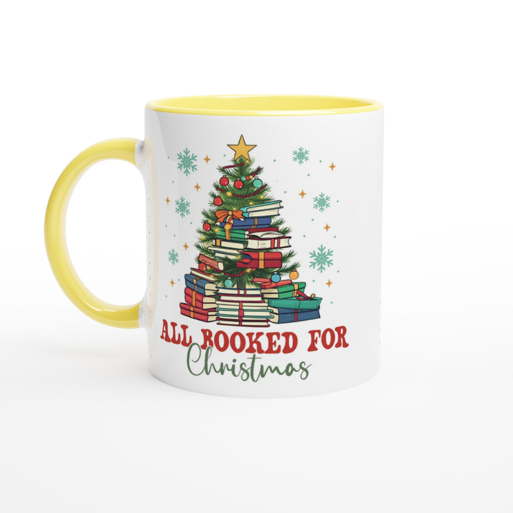 All Booked For Christmas White 11oz Ceramic Mug with Color Inside Ceramic Yellow Colour 11oz Mug