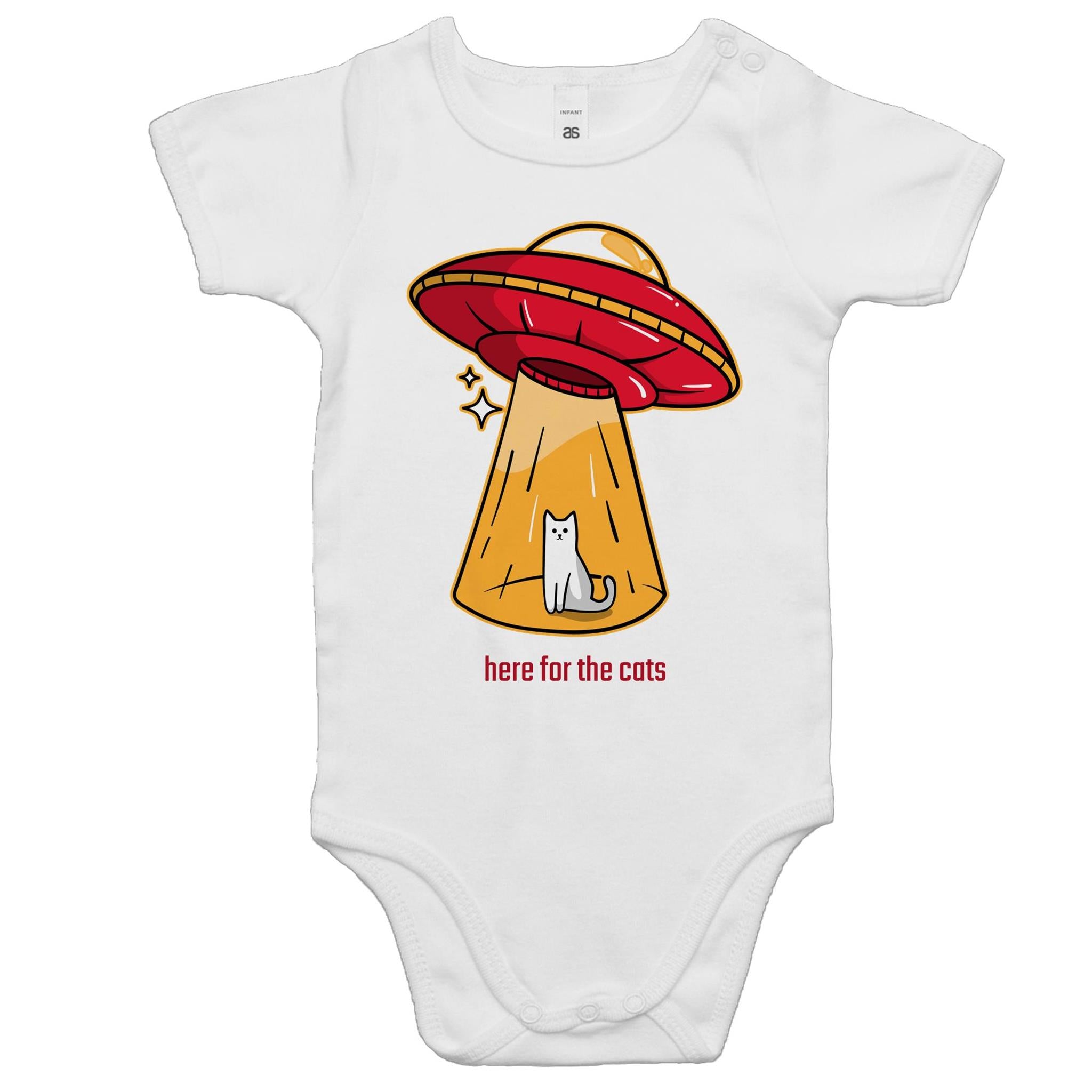 Here For The Cats, UFO - Baby Bodysuit White Baby Bodysuit Printed In Australia