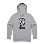 Coffee, Because Murder Is Wrong - Mens Hoodie Grey Marle Mens Hoodie Coffee Printed In Australia