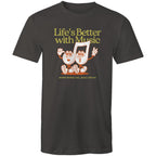 Life's Better With Music - Mens T-Shirt Charcoal Mens T-shirt Music Printed In Australia
