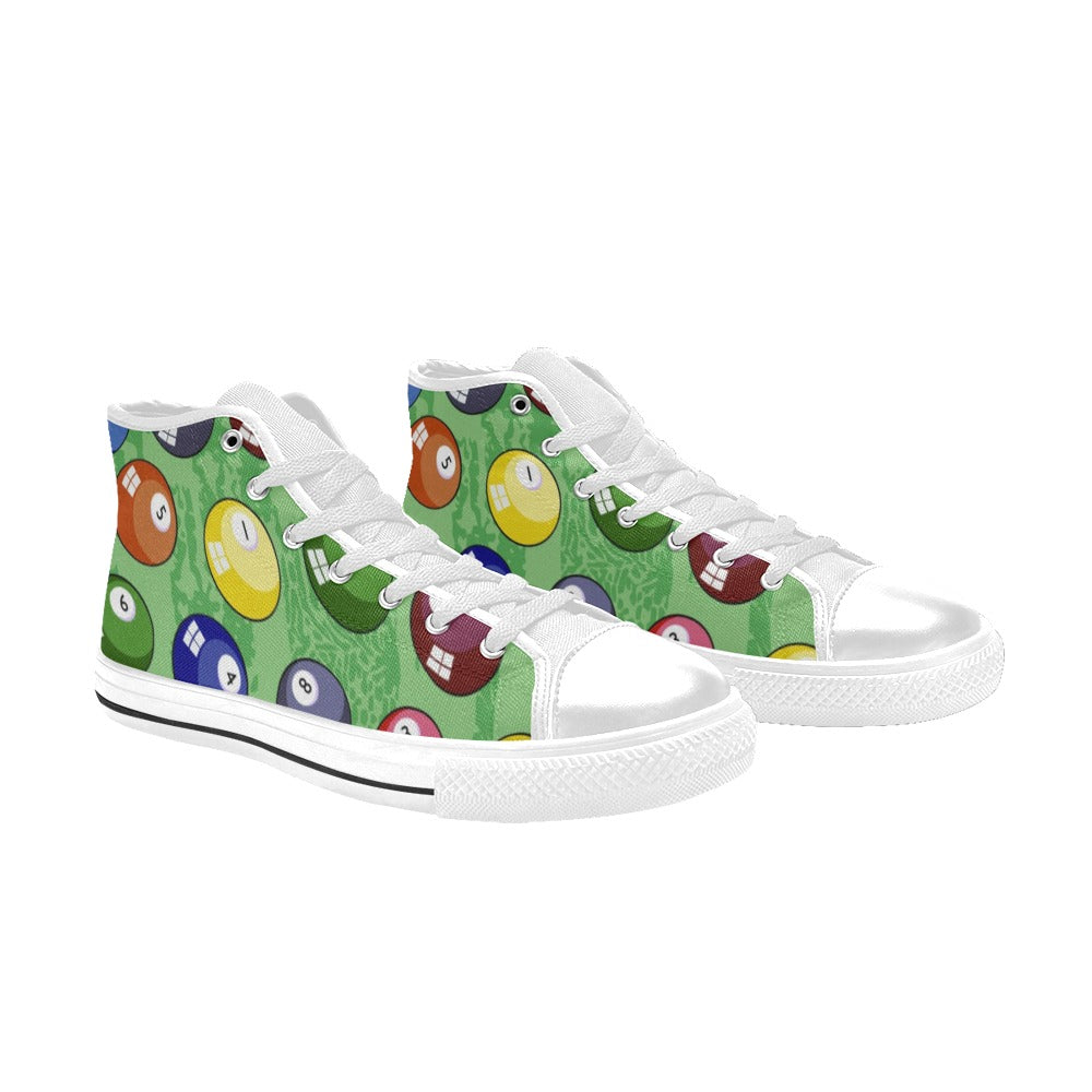 Pool Balls - Kids High Top Canvas Shoes