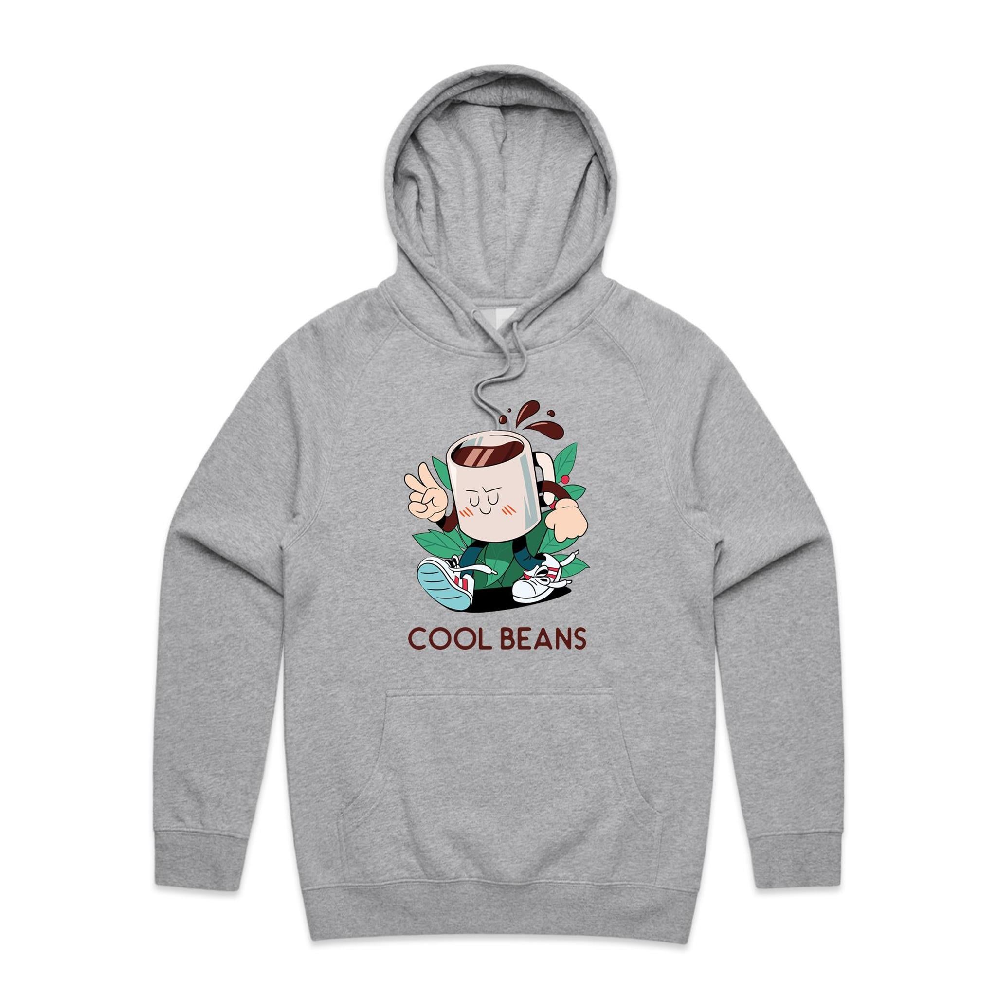 Cool Beans, Coffee - Mens Hoodie Grey Marle Mens Hoodie Coffee Printed In Australia