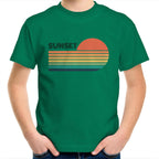 Retro Sunset - Kids Youth T-Shirt Kelly Green Kids Youth T-shirt Printed In Australia Retro