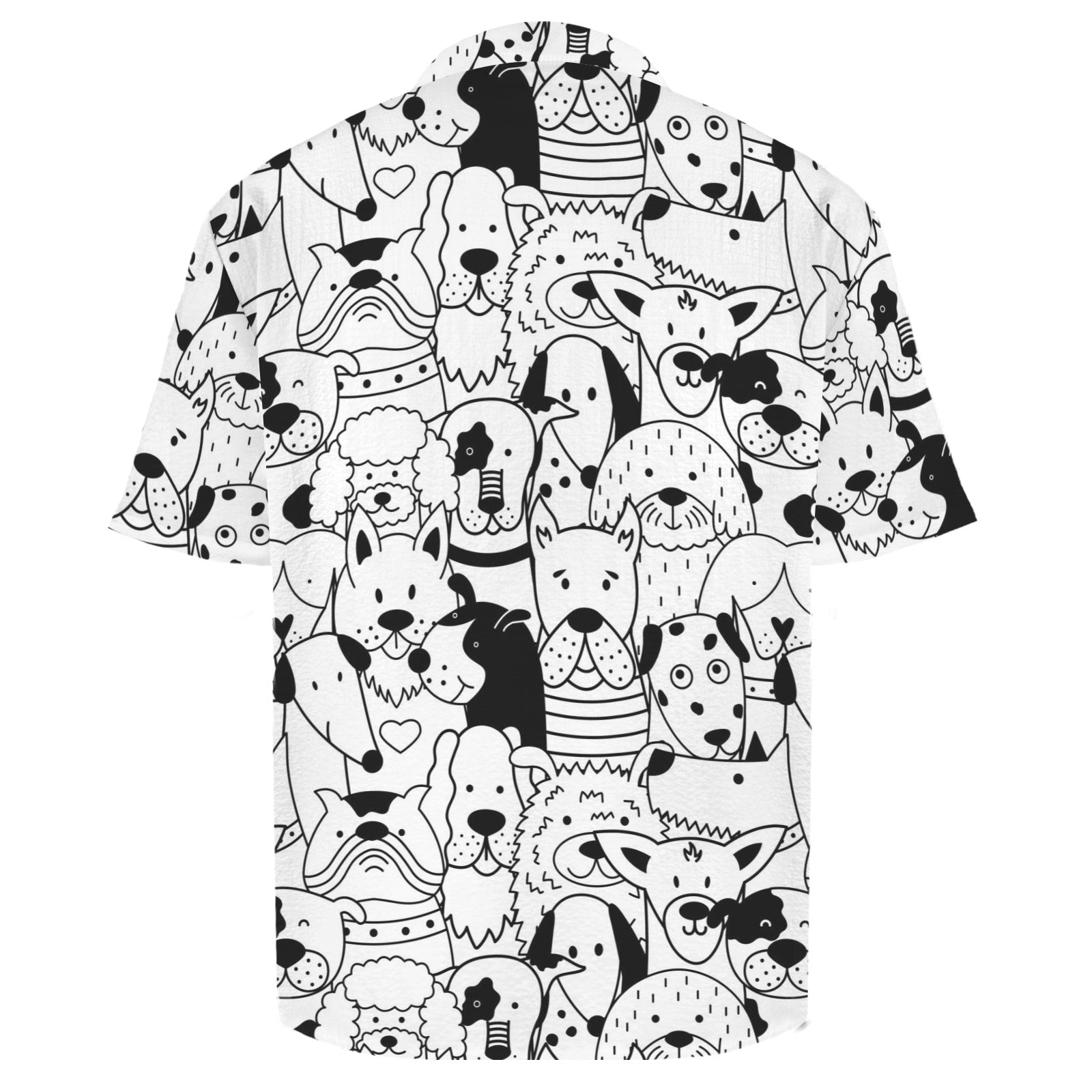 Black And White Dogs Men's Crinkle Hawaiian Shirt