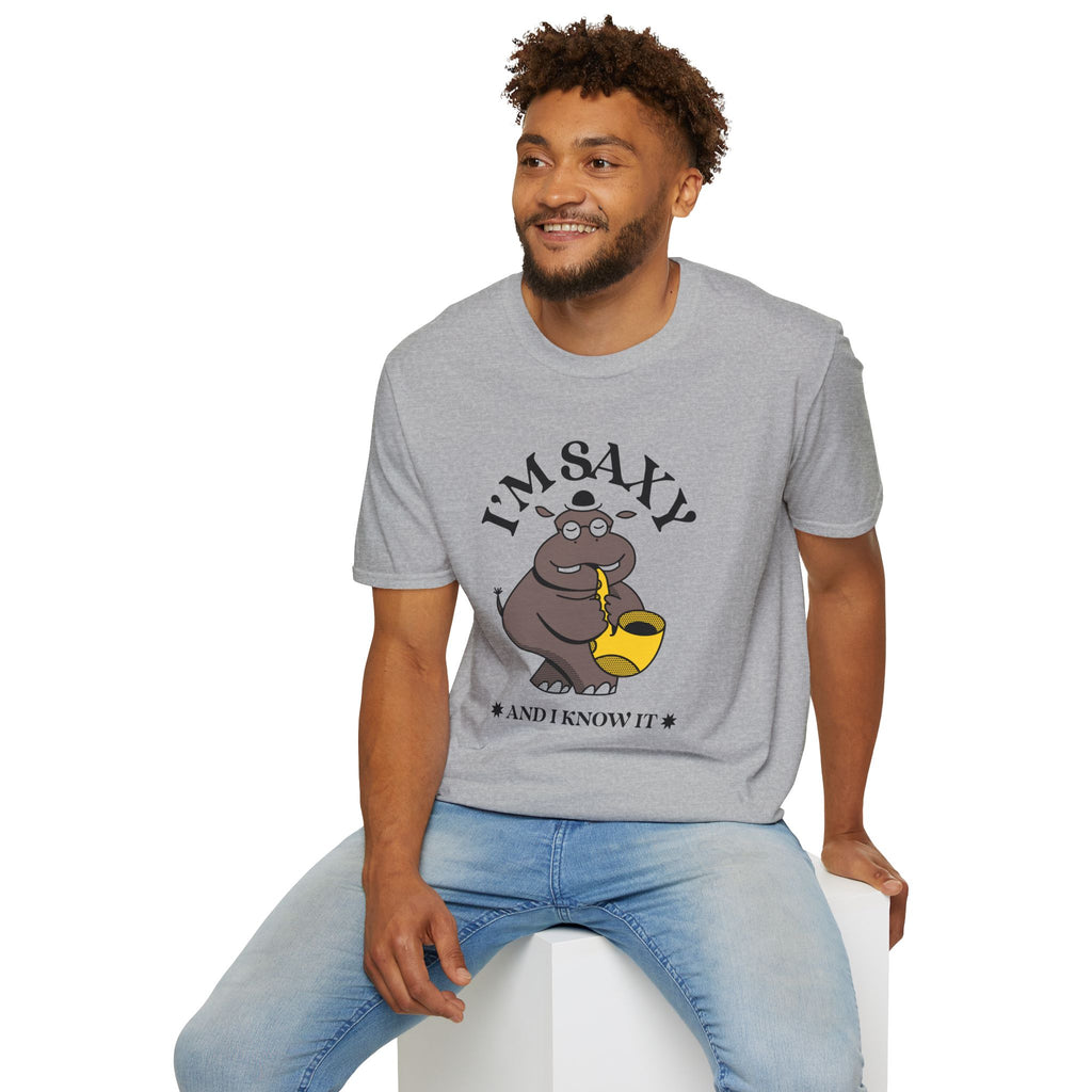 I'm Saxy And I Know It, Saxophone Hippo - Unisex Softstyle T-shirt