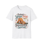 Highland Cow Downward Spiral Yoga Pose Unisex T-Shirt White Unisex Adult T-shirt animal Fitness Globally Fulfilled