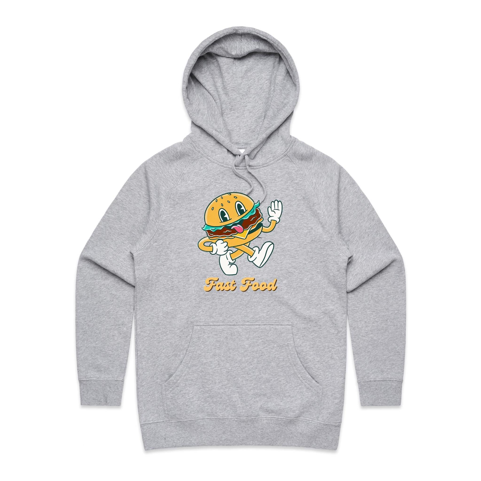 Fast Food - Womens Hoodie Grey Marle Womens Hoodie Food Printed In Australia