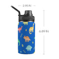 Dinosaur Pattern Blue Kids Water Bottle with Chug Lid (12 oz) One Size Kids Water Bottle with Chug Lid animal Printed Offshore