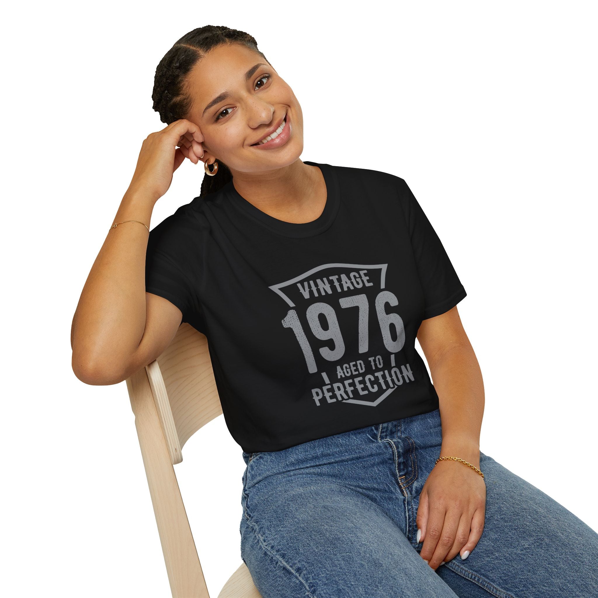 Turning 50, Vintage 1976, Aged To Perfection - Unisex Softstyle T-Shirt