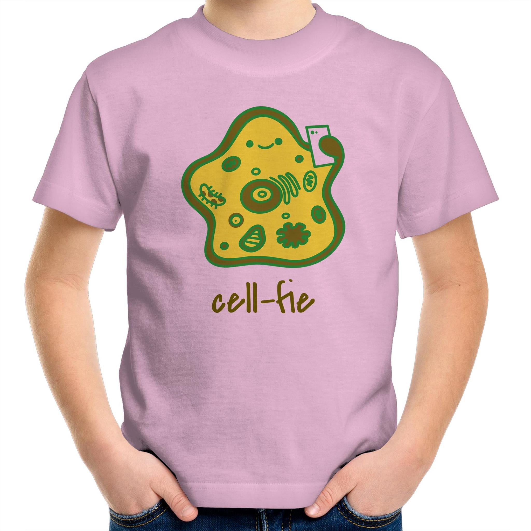 Cell-fie, Cell Selfie - Kids Youth T-Shirt Pink Kids Youth T-shirt Printed In Australia Science