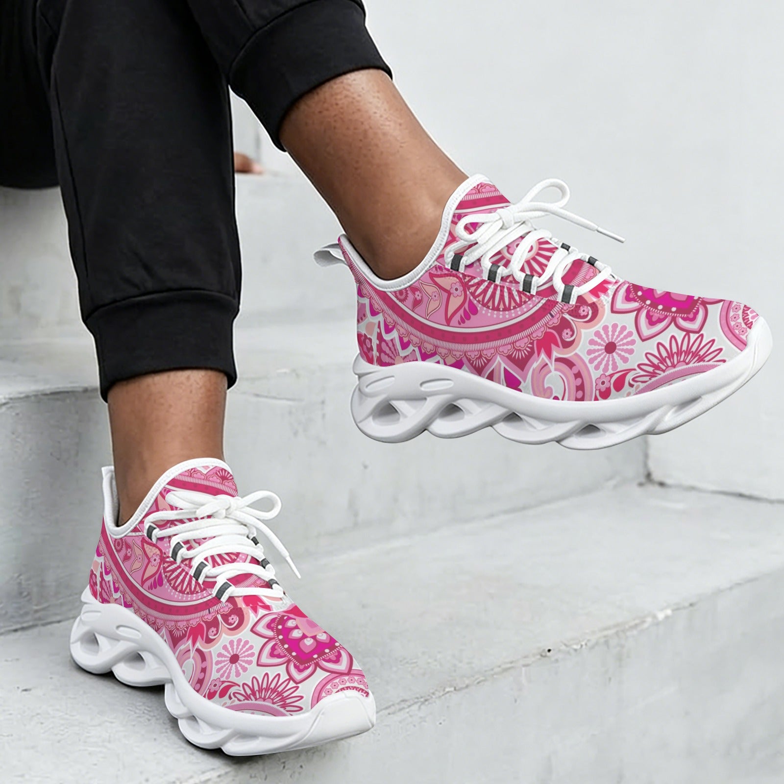 Pink Paisley Women's Twisted Sole Sneakers
