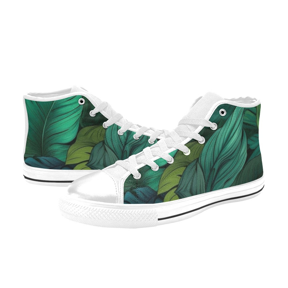 Tropical Leaves - Women's High Top Canvas Shoes