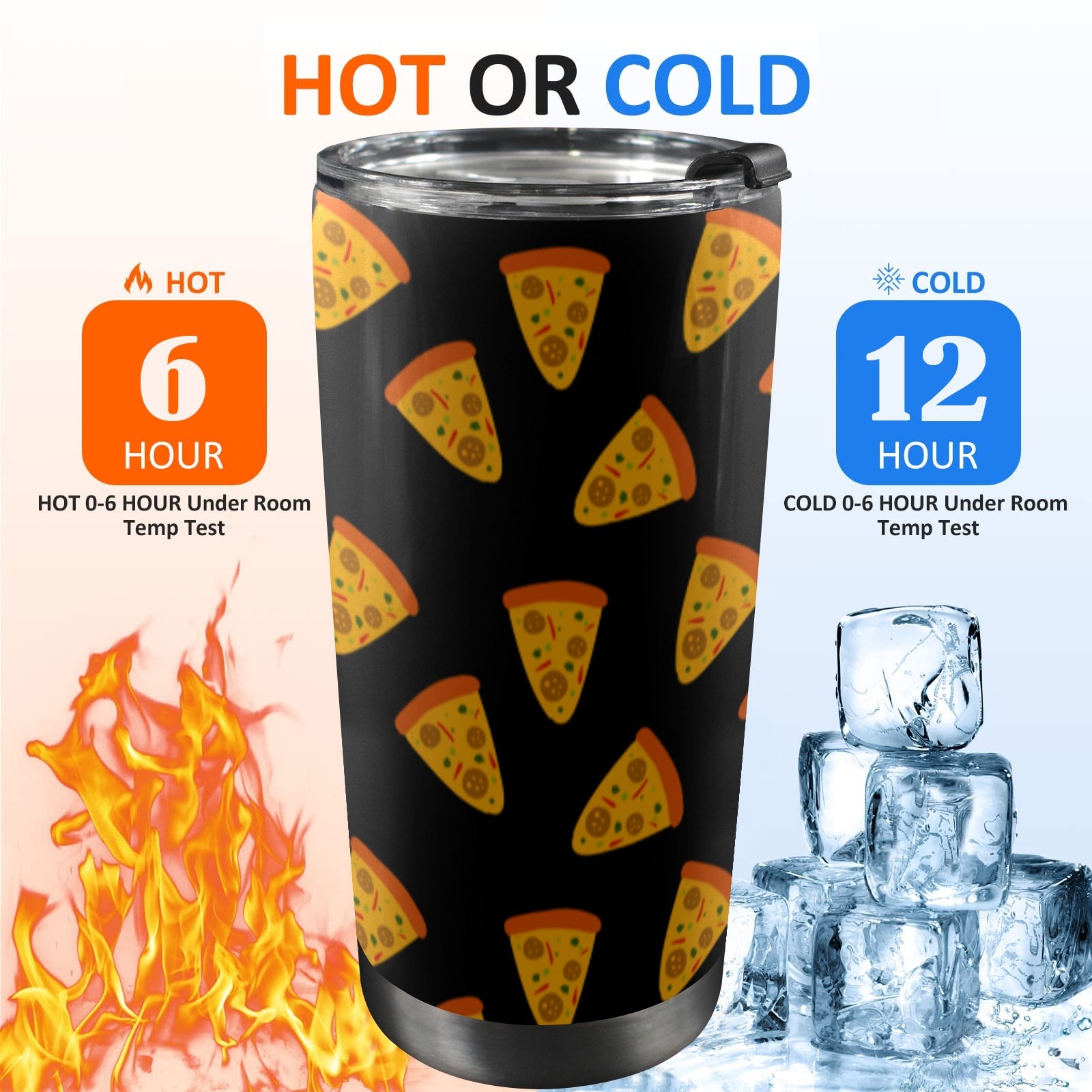 Pizzas - 20oz Mobile Tumbler with Lid (Black Lock) 20oz Travel Mug Food Printed Offshore