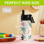 Toucans In Pink 12oz Kids Water Bottle with Straw Lid