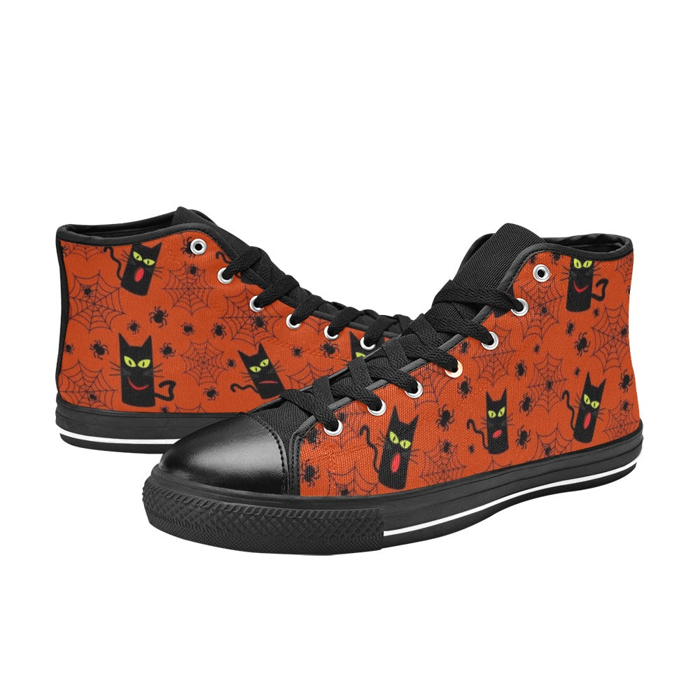 Halloween Black Cats Men's High Top Canvas Shoes Men's Classic High Top Canvas Shoes animal Halloween Printed Offshore