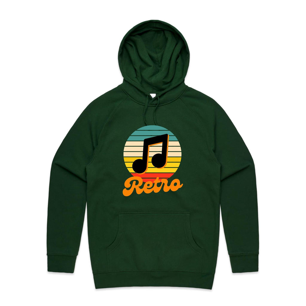 Retro Music - Mens Hoodie Forest Green Mens Hoodie Music Printed In Australia Retro