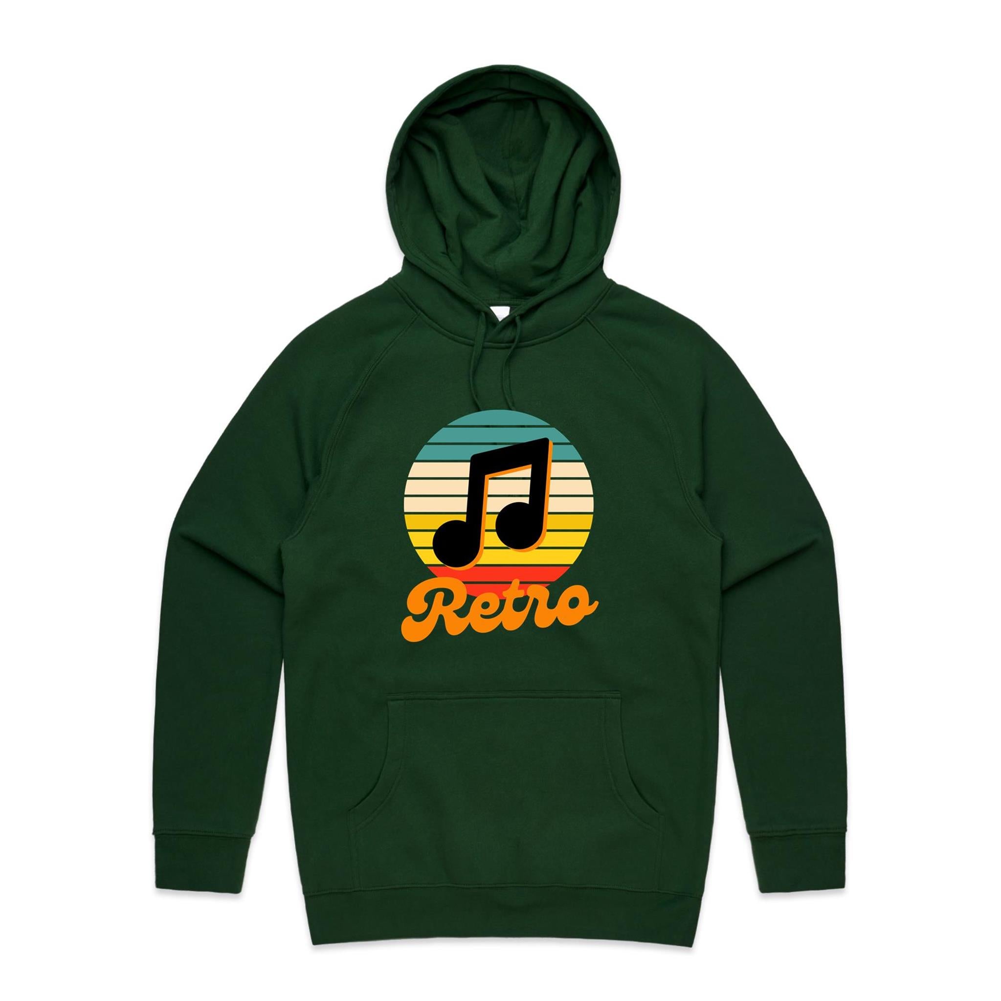 Retro Music - Mens Hoodie Forest Green Mens Hoodie Music Printed In Australia Retro
