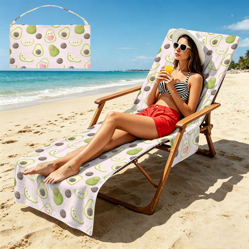 Avocado Love Beach Chair Towel Cover with Side Pockets One Size Beach Chair Towel Cover with Side Pockets Food Printed Offshore