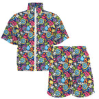 Sticker Music Women's Windbreaker Short Set Women's Windbreaker Short Set Music Printed Offshore