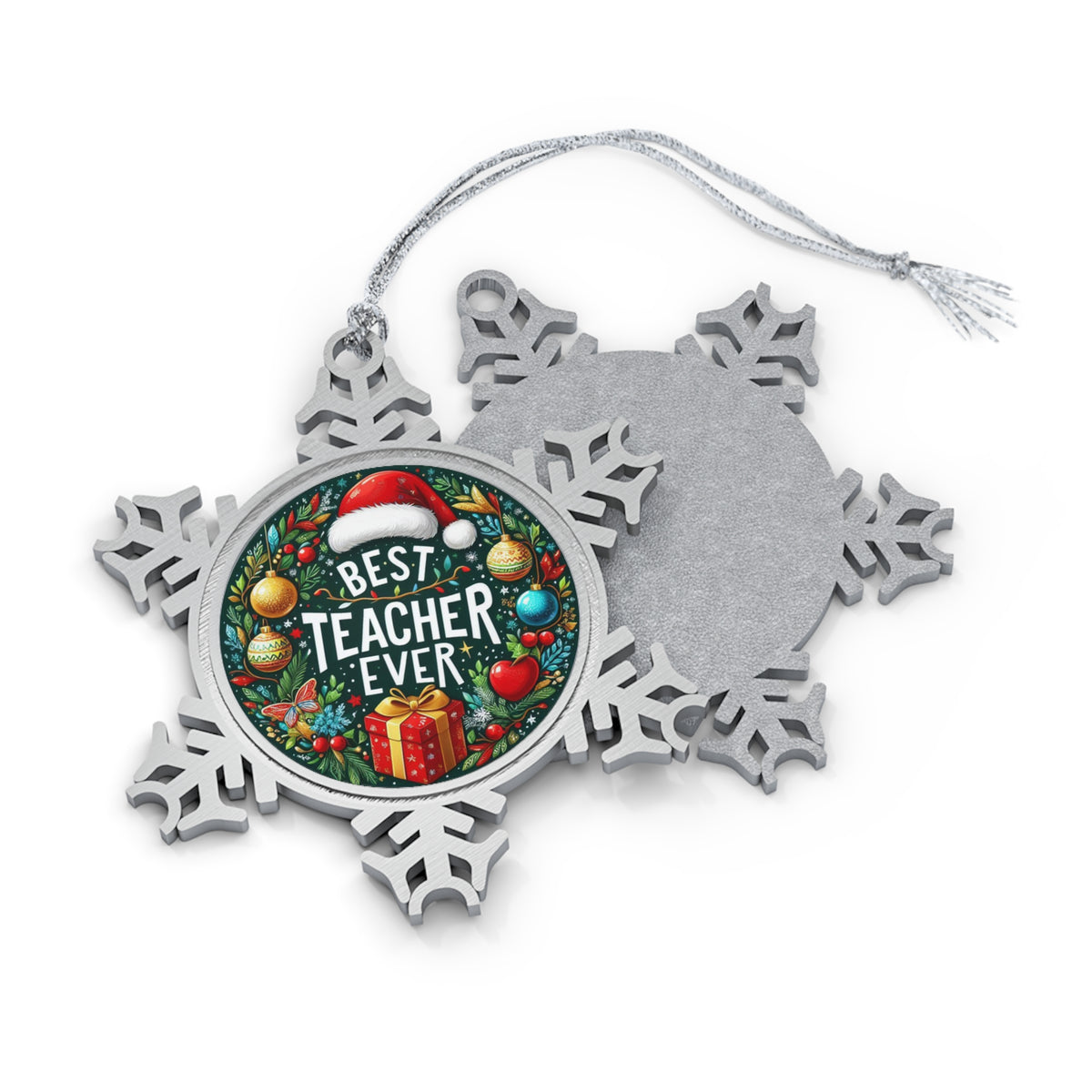 Best Teacher Ever Pewter Snowflake Ornament