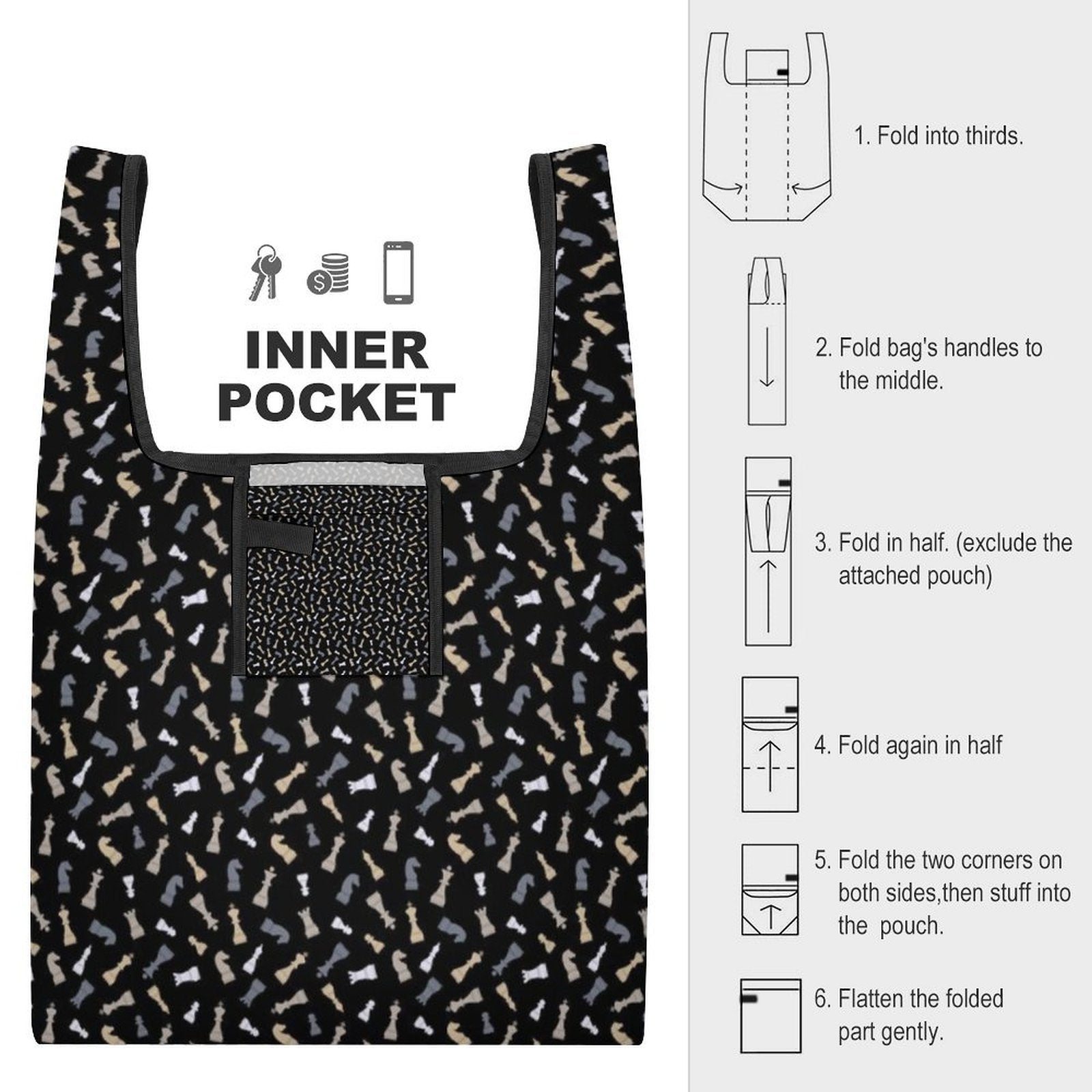 Chess Pattern Foldable Shopping Bag