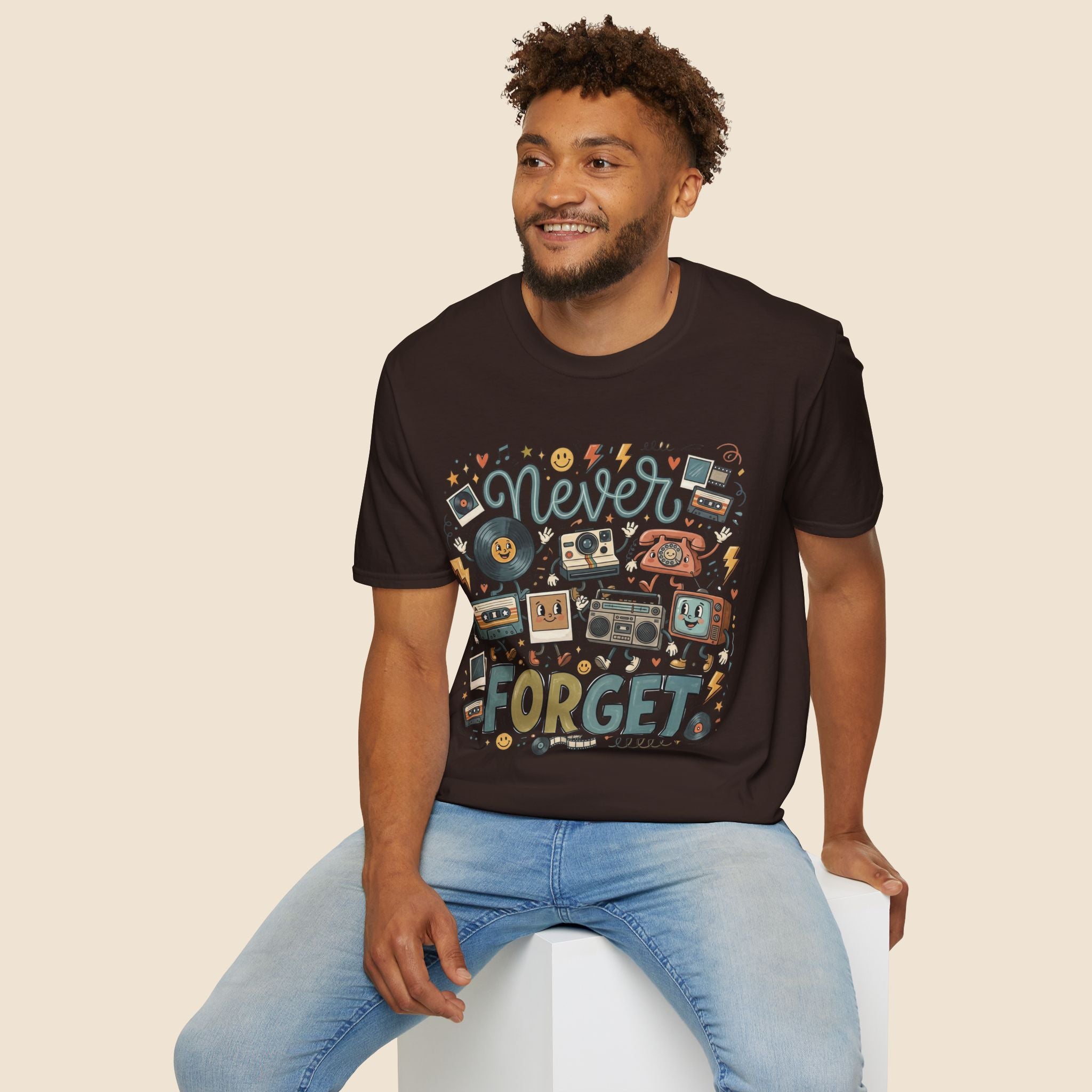 Never Forget Retro Unisex T-Shirt Unisex Adult T-shirt Globally Fulfilled Music Retro
