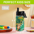 Tropical Jungle Animals 12oz Kids Water Bottle with Straw Lid