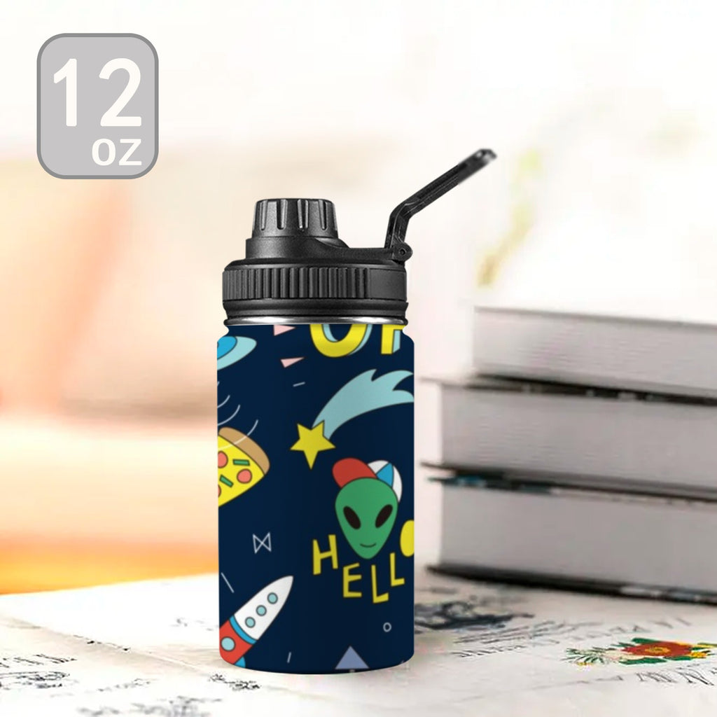 Hello Alien Kids Water Bottle with Chug Lid (12 oz) Kids Water Bottle with Chug Lid Printed Offshore Sci Fi