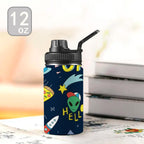 Hello Alien Kids Water Bottle with Chug Lid (12 oz) Kids Water Bottle with Chug Lid Printed Offshore Sci Fi