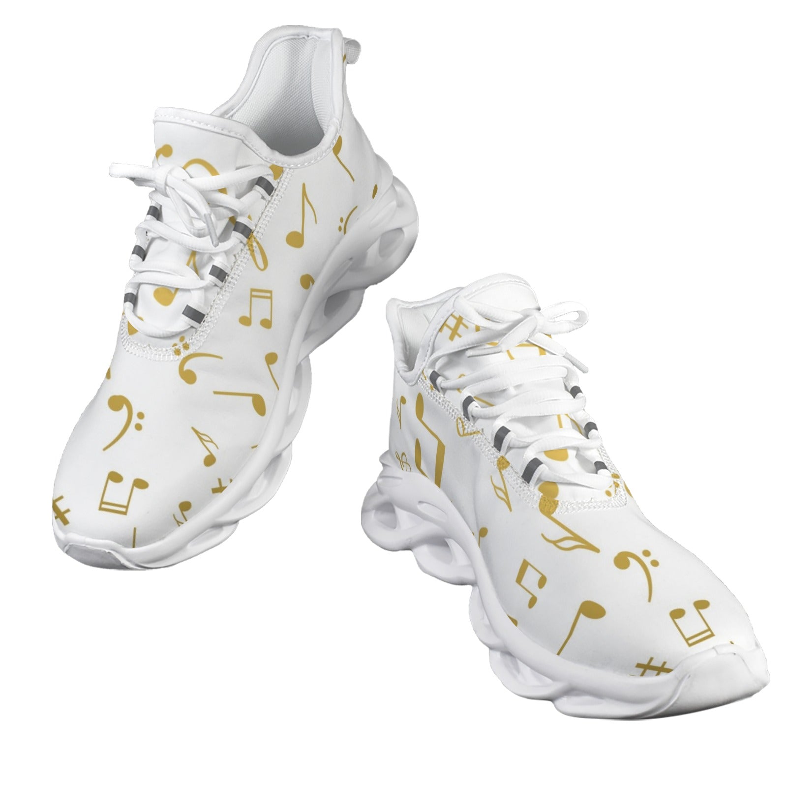 Golden Music Notes Women's Twisted Sole Sneakers