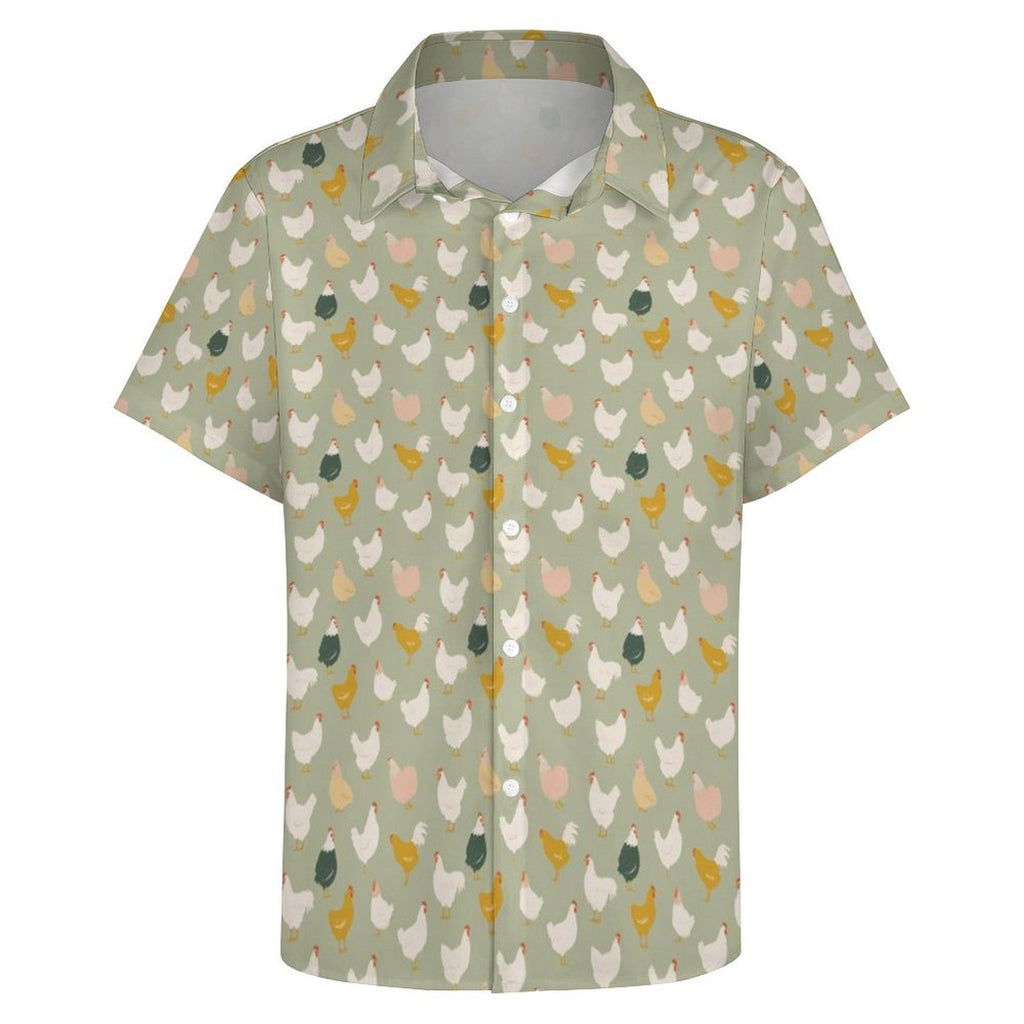 Chicken Life Women's Collared Pocketless Short Sleeve Shirt