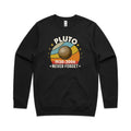 Never Forget Pluto AS Colour Stencil Crew Sweatshirt Unisex Black Sweatshirt Printed In Australia Space
