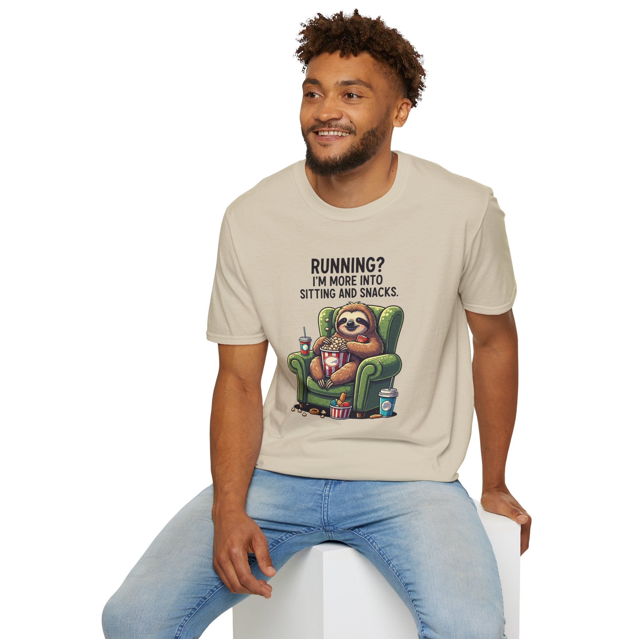 Sloth, Running, I'm More Into Sitting And Snacks - Unisex Softstyle T-Shirt